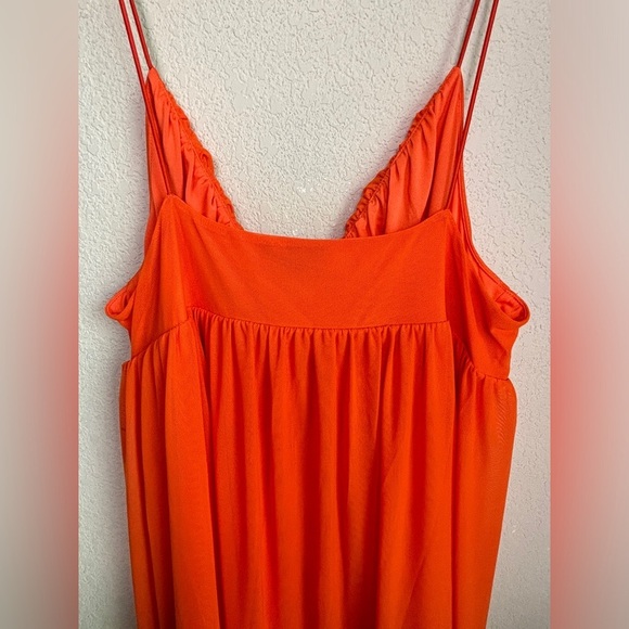 NWT ASOS Coral Orange Mesh Overlay Empire Waist Skater Maxi Dress 14 - Picture 13 of 13